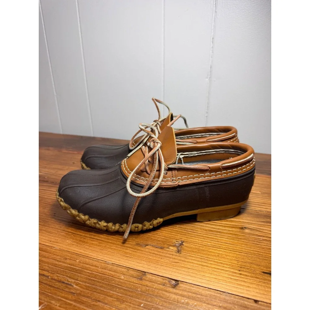 L.L.Bean‎ Bean Boots Rubber Mocs Duck Shoes Brown Leather Men's 7/Women's 8- 8.5